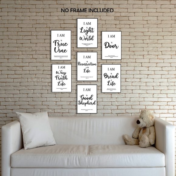 Bible Verse Christian Wall Art 7 I AM Statements of Jesus Christ Unframed 8.5x11 - Picture 3 of 3